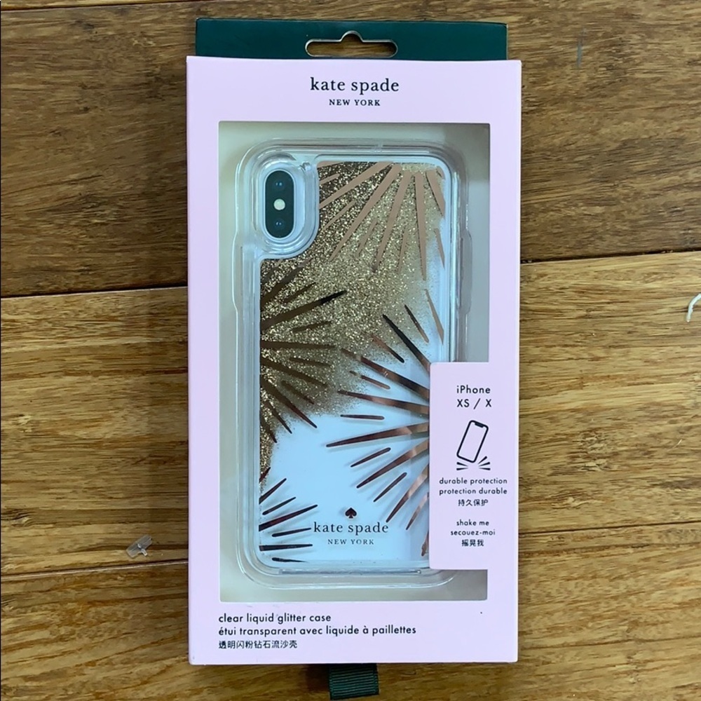 NEW KATE SPADE - XS/X Clear Liquid Gitter Case